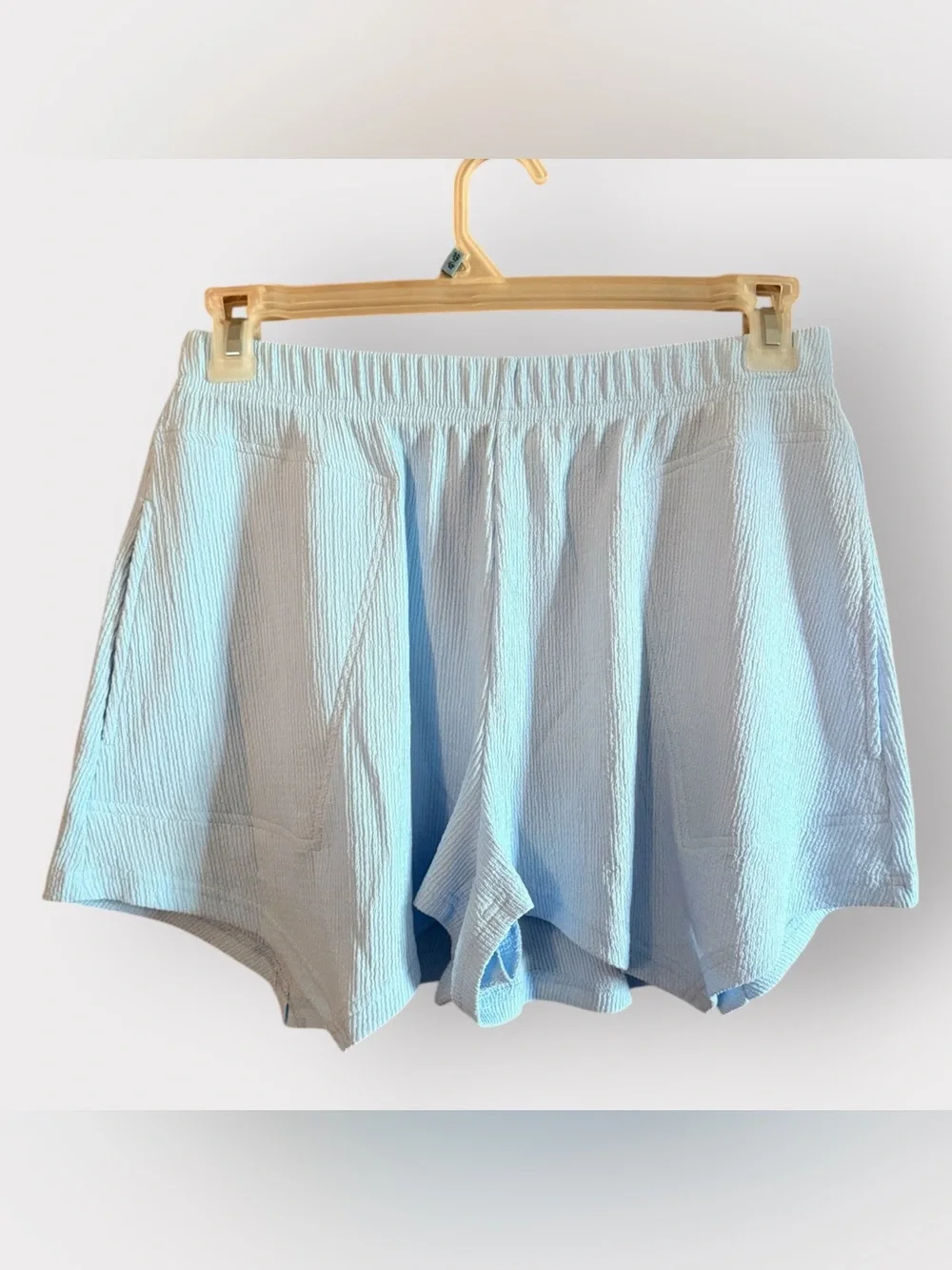 Free People Beach Womens S Light Blue Carter Textured Sweater Knit Shorts - Picture 1 of 8